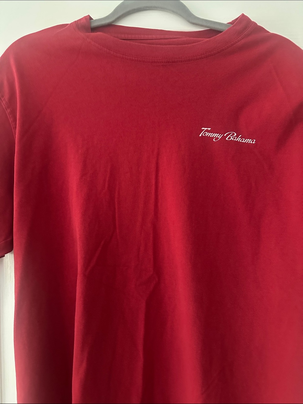 Tommy Bahama Red Crew Neck Short Sleeve Tee with Script Logo